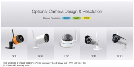 RGB-WBK820-D1/JWT 8CH IP 11" LCD kamerový bezdrátový set - NVR wifi kit + 8x IP 1080p wifi kamery sada