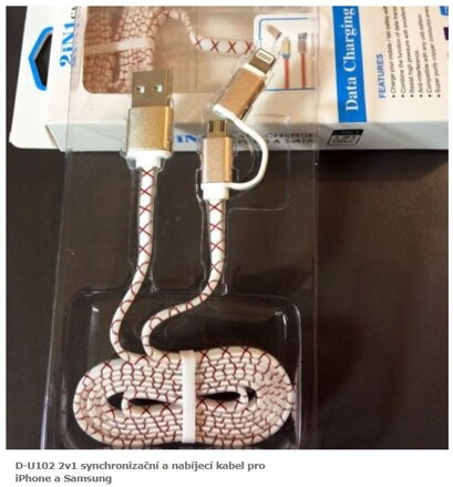D-U102 2v1 synchronizační a nabíjecí kabel pro iPhone a Samsung