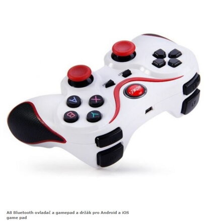 A8 Bluetooth ovladač a gamepad a držák pro Android a iOS game pad