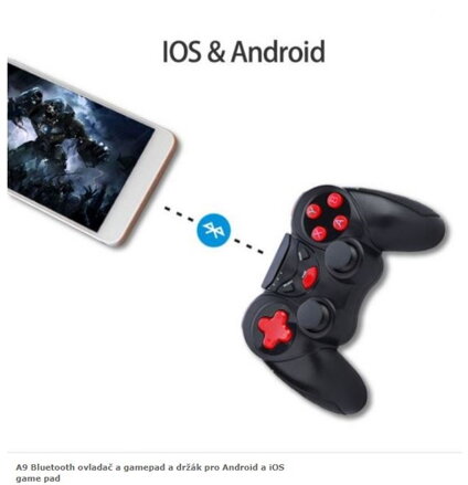 A9 Bluetooth ovladač a gamepad a držák pro Android a iOS game pad