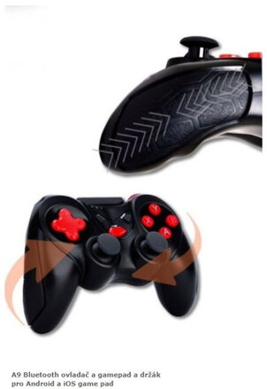 A9 Bluetooth ovladač a gamepad a držák pro Android a iOS game pad