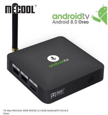 TV Box MECOOL KM8 S905X 2/16GB AndroidTV OS 8.0 Oreo