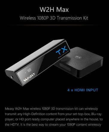 MEASY W2H MAX 30m, 4x1 - Bezdrátový HDMI extender