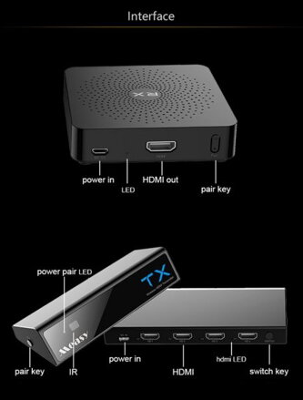 MEASY W2H MAX 30m, 4x1 - Bezdrátový HDMI extender