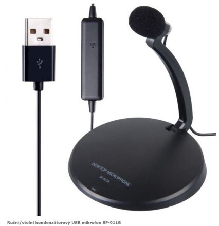 Ruční/stolní kondenzátorový USB mikrofon SF-911B