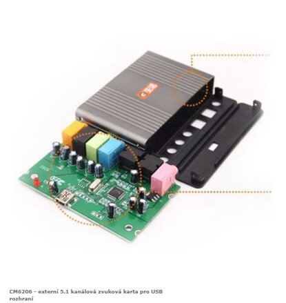 CM6206 - externí 5.1 kanálová zvuková karta pro USB rozhraní