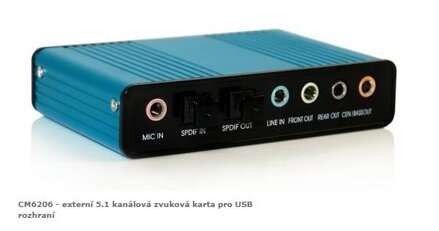 CM6206 - externí 5.1 kanálová zvuková karta pro USB rozhraní