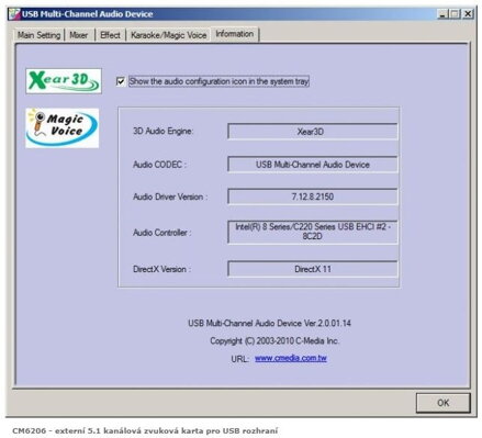 CM6206 - externí 5.1 kanálová zvuková karta pro USB rozhraní