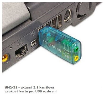SM2-51 - externí 5.1 kanálová zvuková karta pro USB rozhraní