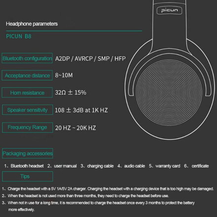 B8 skládací Bluetooth sluchátka s mikrofonem