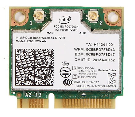Intel Dual Band Wireless-N 7260 AN miniPCi-e karta sada