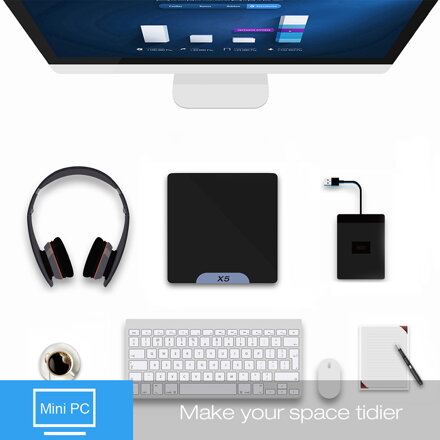 X5-Z8350 mini PC, 2GB RAM, 32GB eMMC, fanless