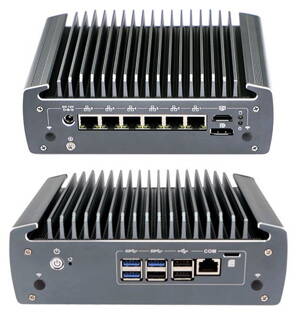 N3061 i5-10210U, 6 LAN, barebone, fanless, průmyslový počítač