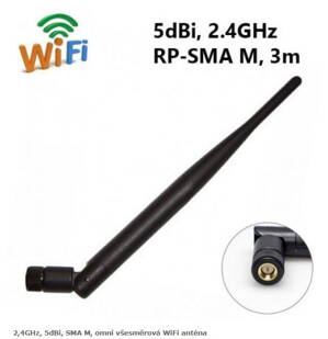 2,4GHz, 5dBi, SMA M, omni všesměrová WiFi anténa