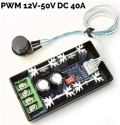 Regulátor otáček pro stejnosměrné DC motory - PWM 12V-50V 40A s kabelem