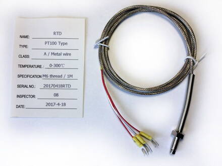 RTD PT100 Teplotní čidlo se závitem M6 a kovovým opředením