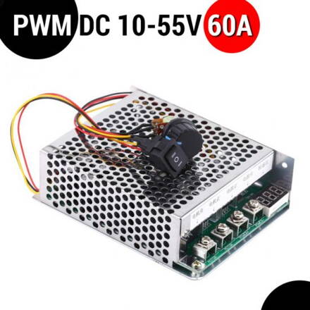 Obousměrný regulátor otáček pro stejnosměrné motory - PWM DC 10V-55V 60A box