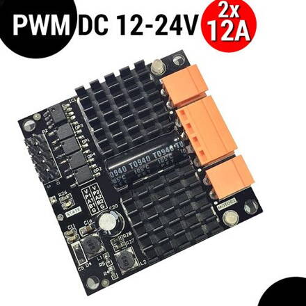 2x12A 12V-24V duální ovladač kartáčového DC motoru H-bridge modul L298N BTS7960 PWM vstup