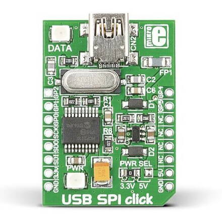 MIKROE-1204 USB SPI CLICK MCP2210 Převodník USB na SPI master