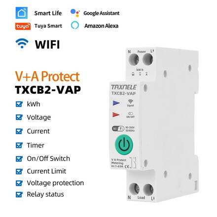 63A 1P+N WIFI smart switch elektroměr KWh