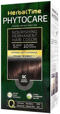 Herbal Time Phytocare barva na vlasy 90% natural Vegan 5C zlatý kaštan