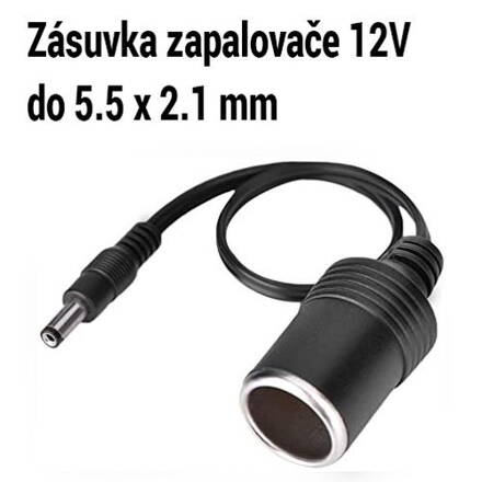 Redukce zásuvky zapalovače 12V do 5.5 x 2.1mm jack samec