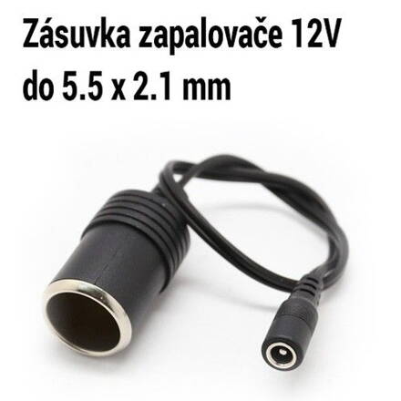 Redukce zásuvky zapalovače 12V do 5.5 x 2.1mm jack samice