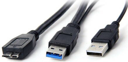 Micro USB B 3.0 kabel s přídavným napájecím kabelem pro externí hard disky