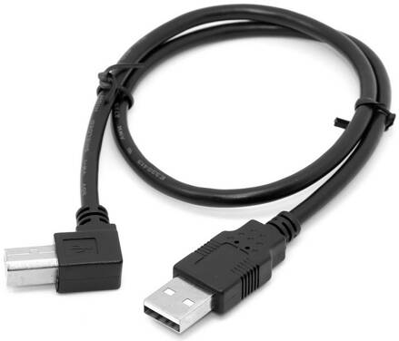 Kabel USB 2.0, A-B, 0.5m se USB-B konektorem zahnutý