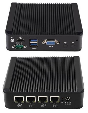 N25, Intel Cerelon J4125, 4 LAN, barebone, fanless, mini PC