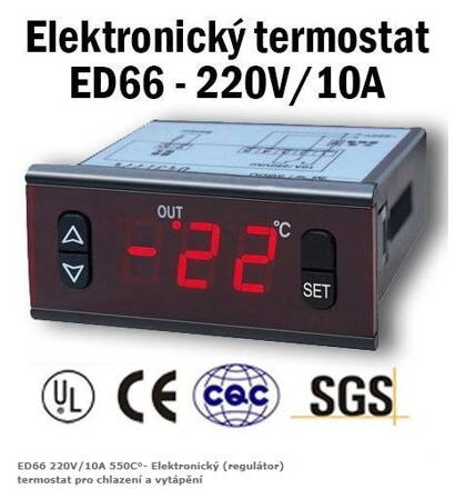 ED66 220V/10A 550C°- Elektronický (regulátor) termostat pro chlazení a vytápění