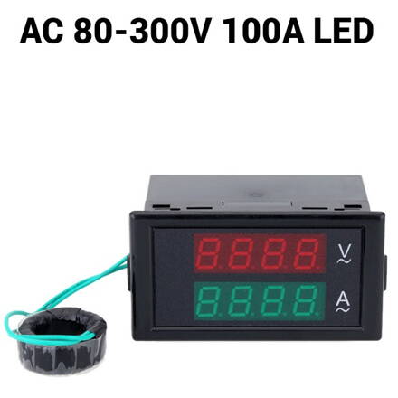 DL69-2042 AC 80-300V 100A 2v1 LED digitální ampérmetr/voltmetr panelový