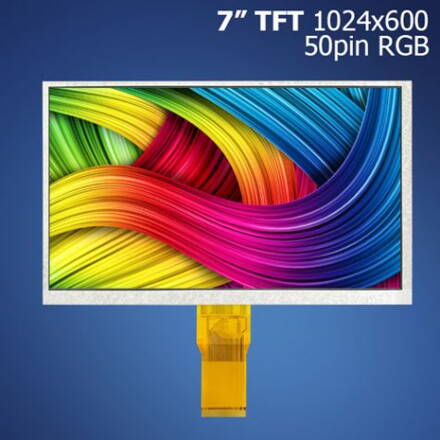 7" TFT, 1024x600, RGB, 50pin displej