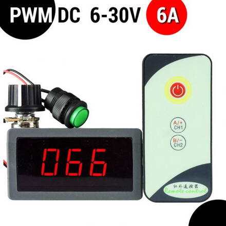 Regulátor otáček pro stejnosměrné DC motory - PWM DC 6-30V, 8A IR