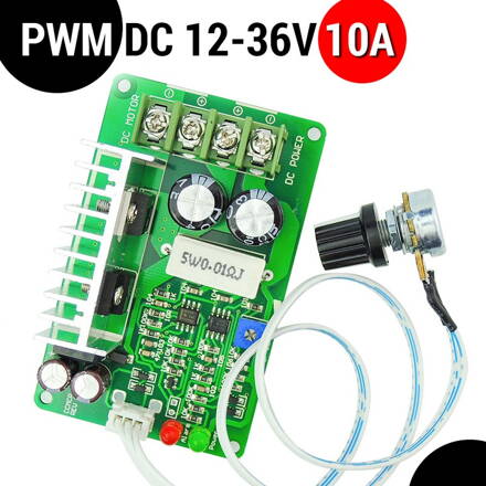 Regulátor otáček pro stejnosměrné motory - PWM DC 12V-36V 10A