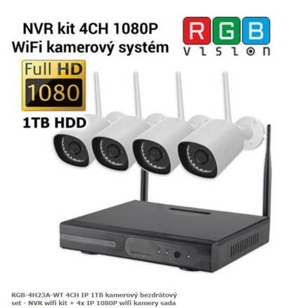 RGB-4H23A-WT 4CH IP 1TB kamerový bezdrátový set - NVR wifi kit + 4x IP 1080P wifi kamery sada