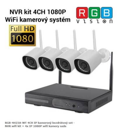 RGB-4H23A-WT 4CH IP kamerový bezdrátový set - NVR wifi kit + 4x IP 1080P wifi kamery sada