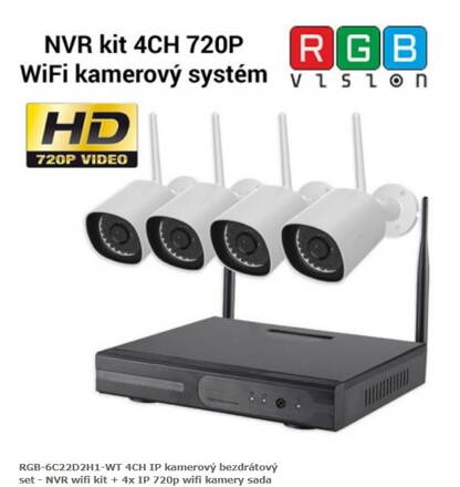 RGB-6C22D2H1-WT 4CH IP kamerový bezdrátový set - NVR wifi kit + 4x IP 720p wifi kamery sada