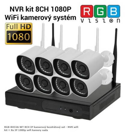 RGB-8H32A-WT 8CH IP kamerový bezdrátový set - NVR wifi kit + 8x IP 1080p wifi kamery sada