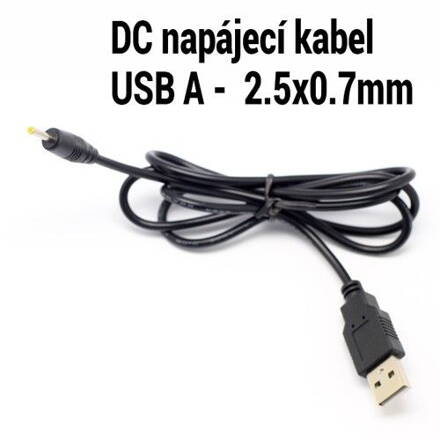 DC napájecí kabel z USB A portu na 2.5 x 0.7 mm