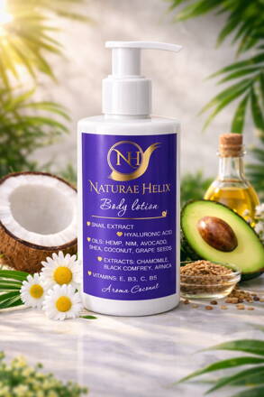 NH Body Lotion with Snail Extract (Helix Aspersa) & Hyaluronic Acid – Deep Hydration, Anti-Aging & Skin Regeneration Aroma Coconut 250 ml